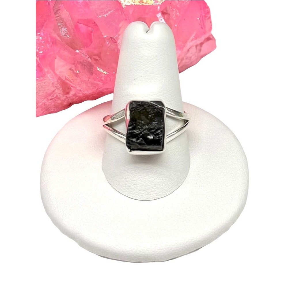 Moldavite Ring Size 9 Solid 925 Sterling Silver